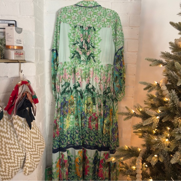 Anthropologie Floral Maxi Shirt Dress | Size M | Tropical Garden Print - Picture 6 of 8